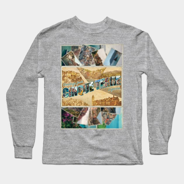 Greetings from Cinque Terre in Liguria Vintage style retro souvenir Long Sleeve T-Shirt by DesignerPropo